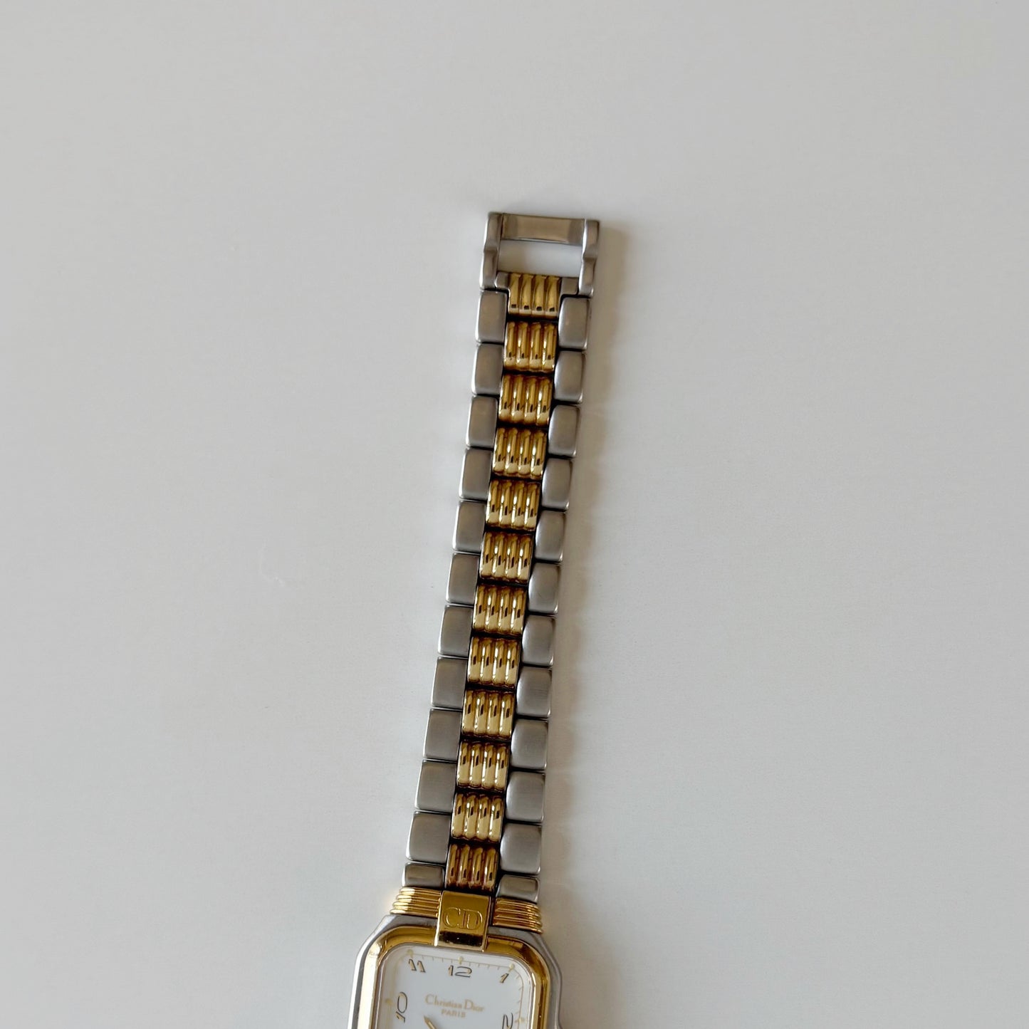 Dior 1980s Tank Two Tone Gold Plated Watch