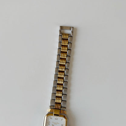 Dior 1980s Tank Two Tone Gold Plated Watch