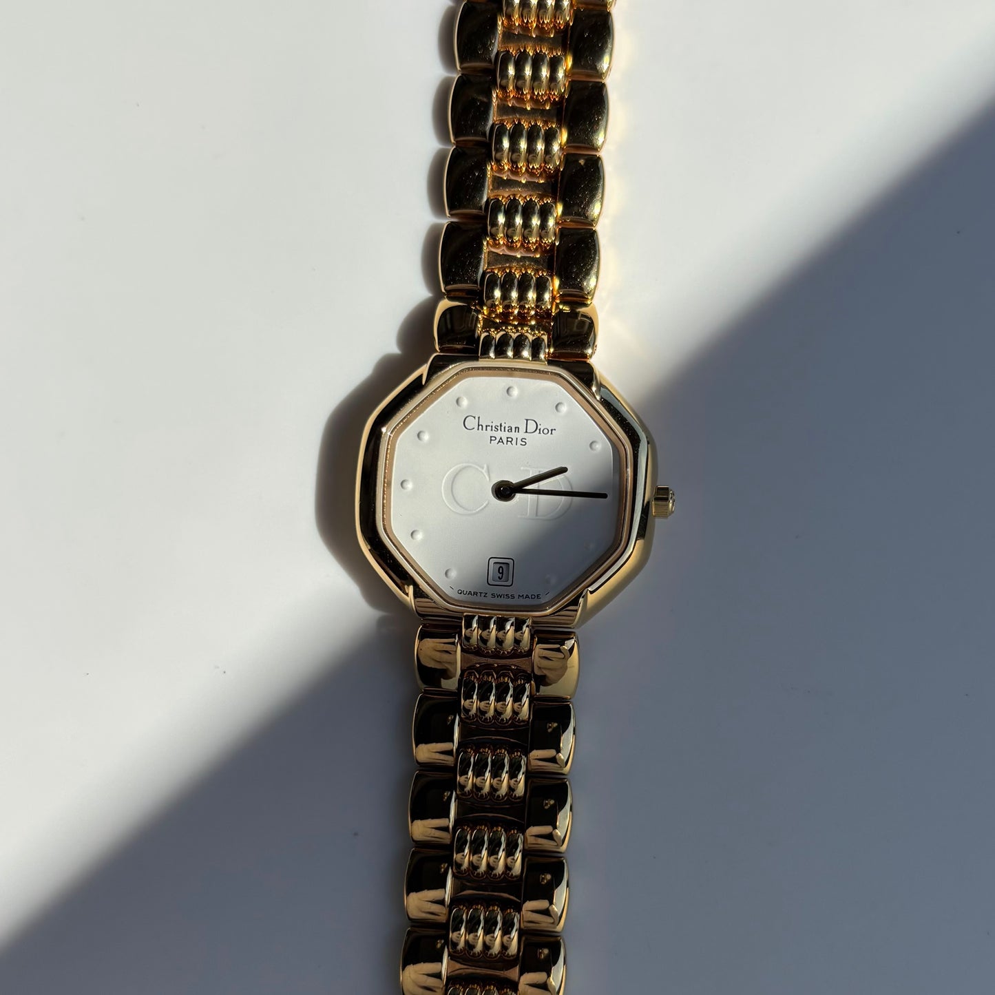 Dior 1990s Octagon Gold Plated Watch