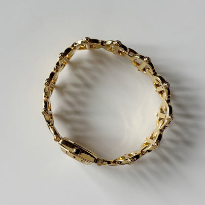 Gucci 1990s Seashell Dial Horsebit Gold Plated Watch