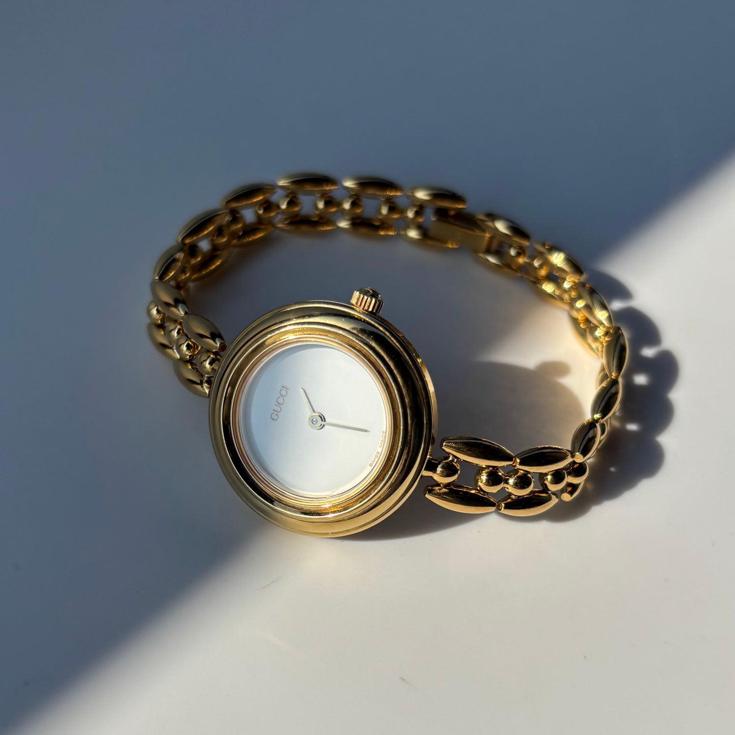 Gucci 1990s Interchangeable Bezel Gold Plated Watch with 6 bezels, case (160mm)