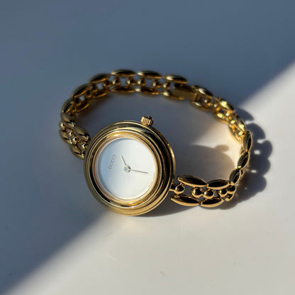 Gucci 1990s Interchangeable Bezel Gold Plated Watch with 6 bezels, case (160mm)