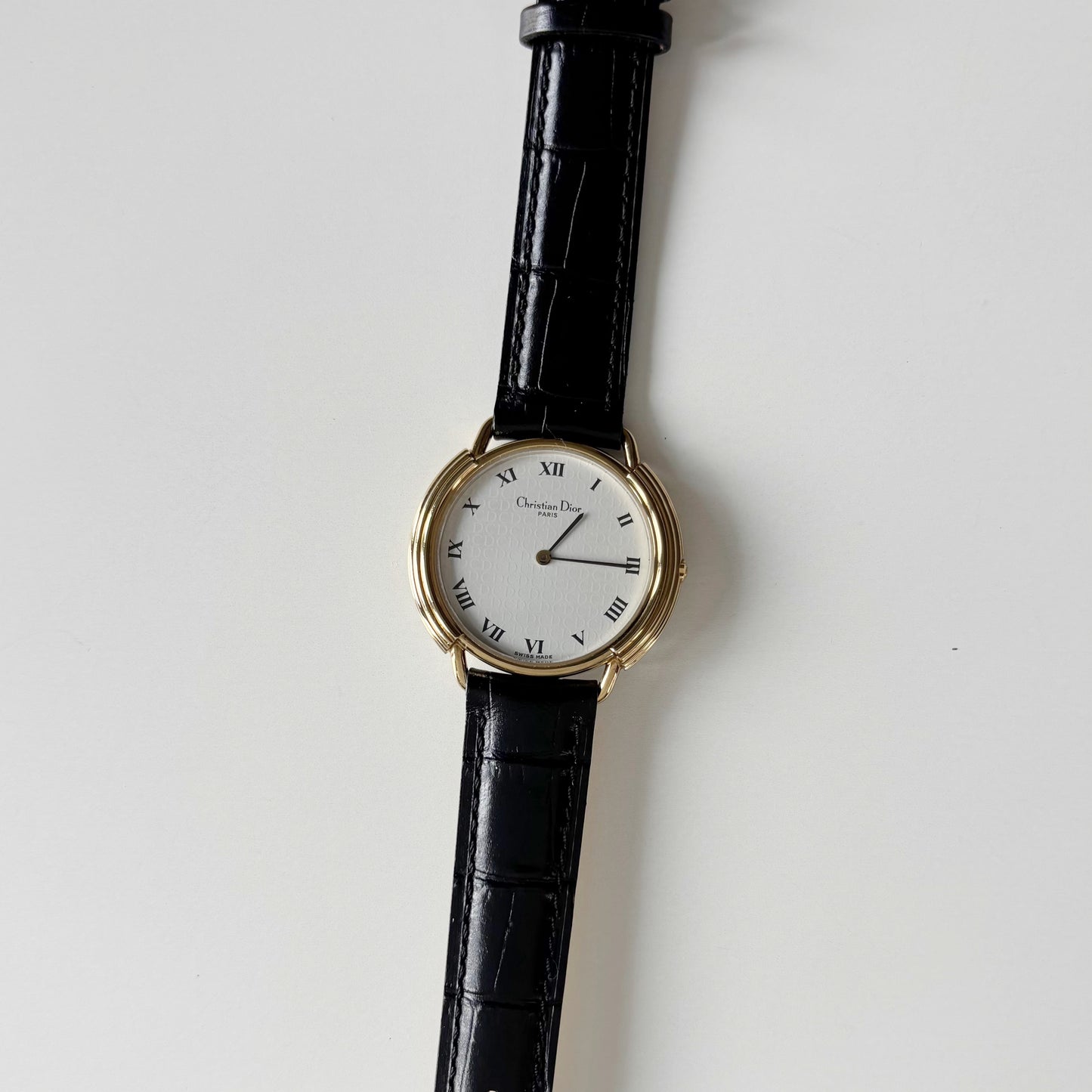 Dior 1990s CD Logo Round Dial Gold Plated Watch (Large)