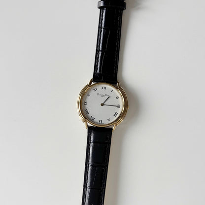 Dior 1990s CD Logo Round Dial Gold Plated Watch (Large)