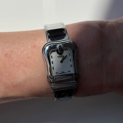 Fendi 1990s Seashell Dial Stainless steel Silver Buckle Watch