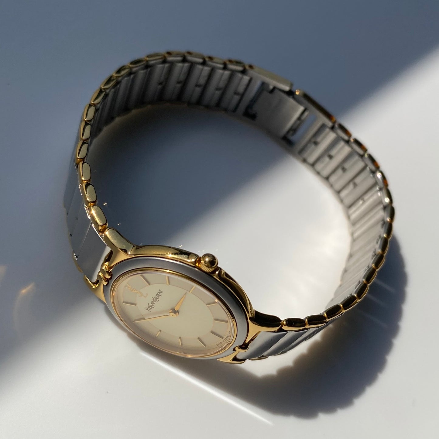 Yves Saint Laurent 1990s Round Dial Two Tone Watch