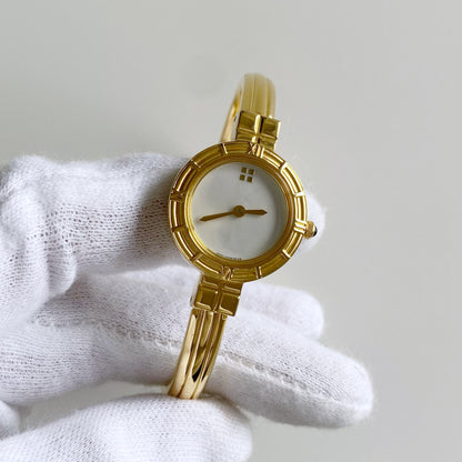 Yves Saint Laurent Seashell Dial Gold Plated Bangle Watch