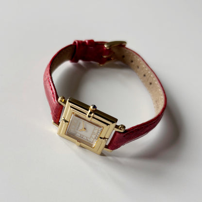 Yves Saint Laurent 1990s Square Dial Gold Plated Watch