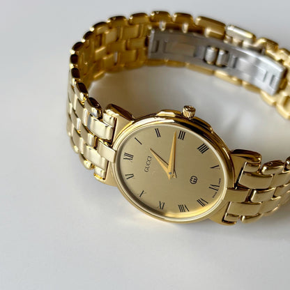 Gucci 1980s Round Dial Gold Plated Watch (Large)
