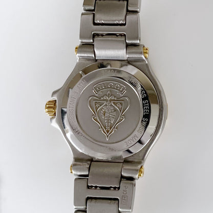 Gucci 1990s Black Dial Date Two Tone Watch