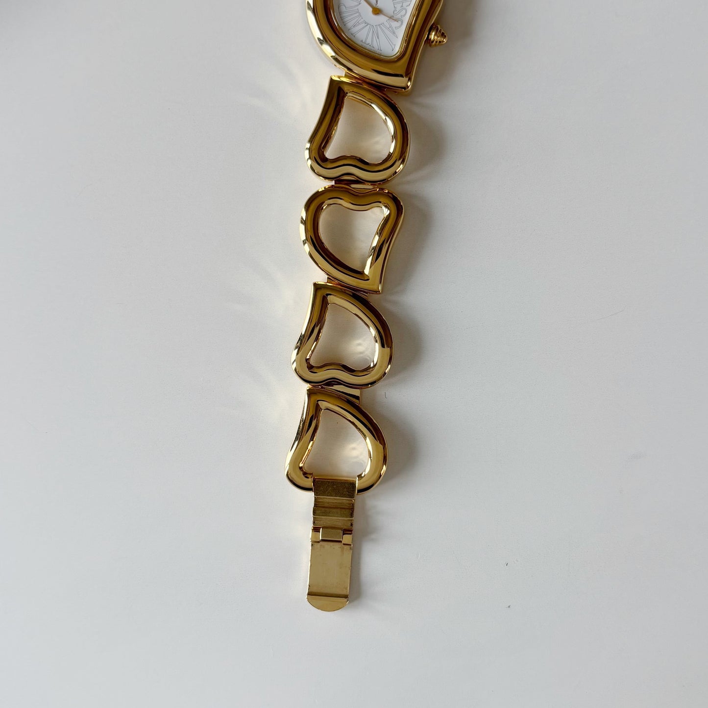 Yves Saint Laurent 1990s Heart Shaped Dial Band Gold Plated Watch (8/1)