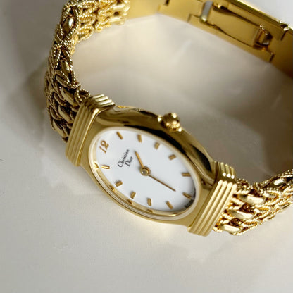 Dior 1990s Oval Dial Gold Plated Watch
