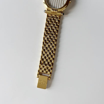 Dior 1990s CD Logo Octagon Gold Plated Watch