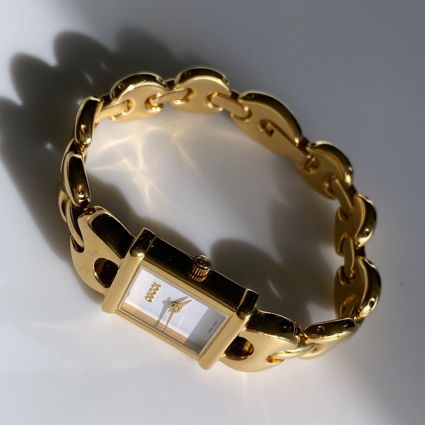 Gucci 1990s Interchangeable Belt Gold Plated Watch with 3 strap, case