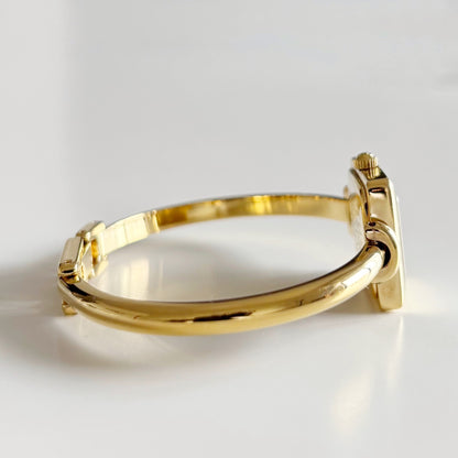 Gucci 1990s Square Dial Gold Plated Bangle Watch (Small)