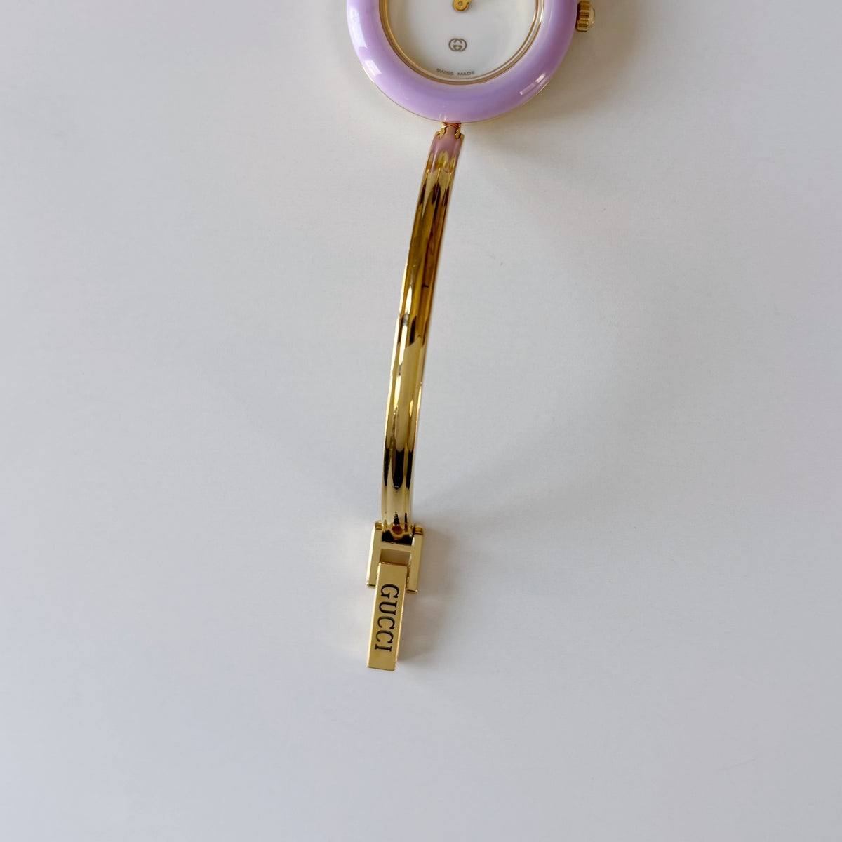 Gucci 1990s Interchangeable Bezel Gold Plated Bangle Watch with 12 bezels, case