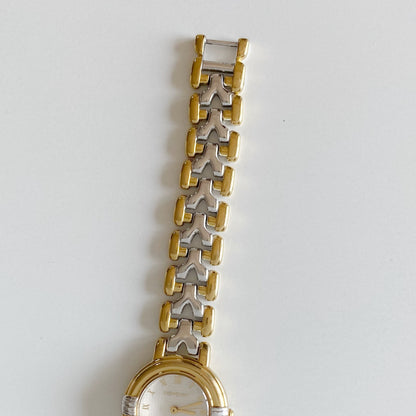 Yves Saint Laurent 1990s Two Tone Round Dial Gold Plated Watch