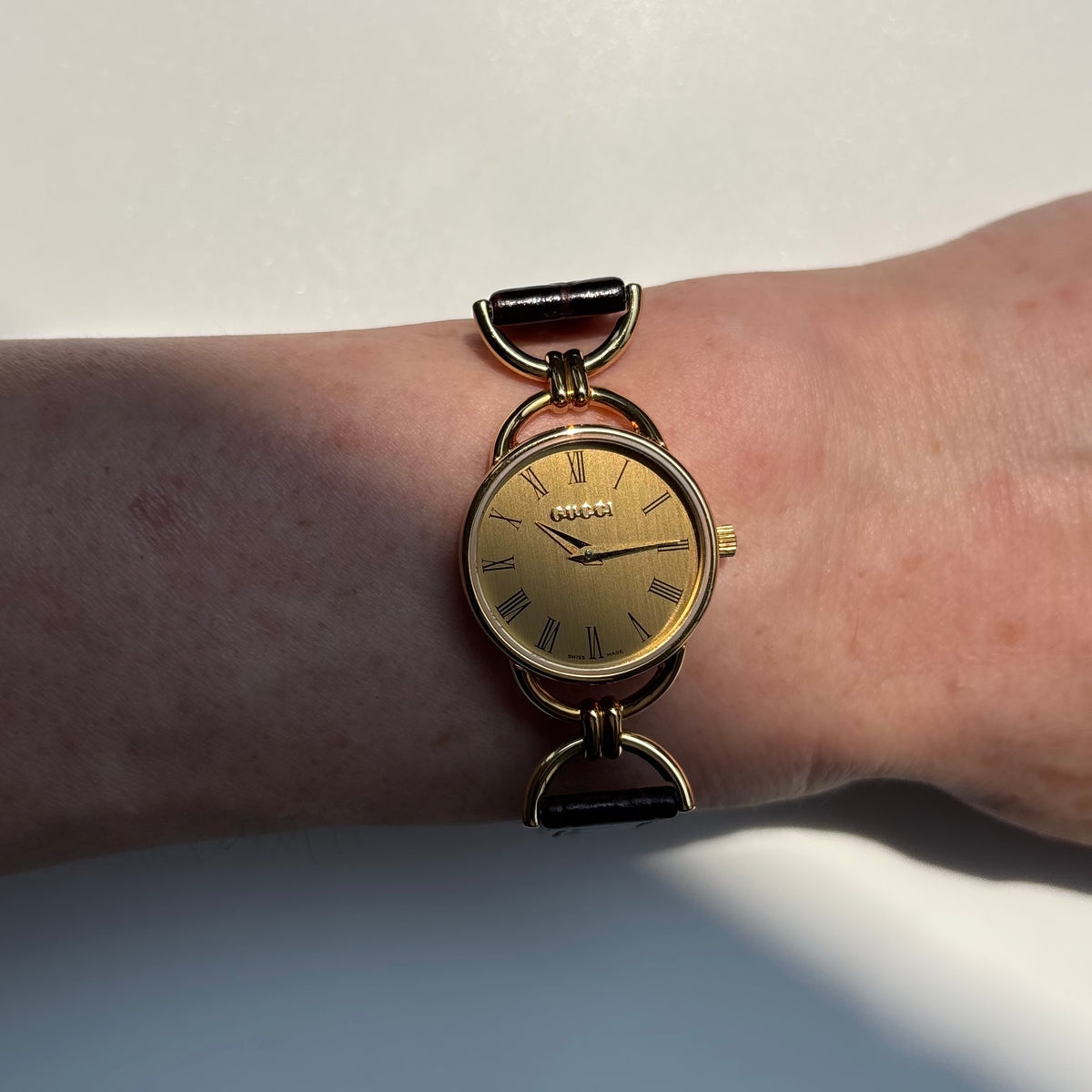 Gucci 1990s Gold Dial Horsebit Gold Plated Watch