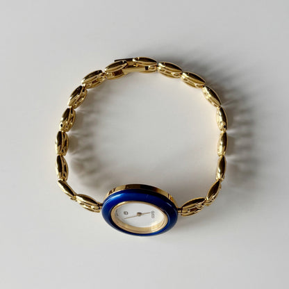 Gucci 1990s Interchangeable Bezel Gold Plated Rice Chain Watch with 6 bezels, case (170mm)