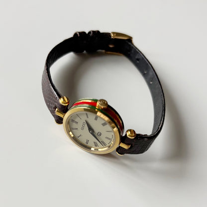 Gucci 1990s Sherry Round Dial Gold Plated Watch
