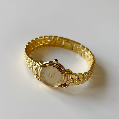 Fendi 1990s Round Dial Gold Plated Watch