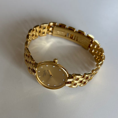 Dior 1990s Round Gold Dial Gold Plated Watch