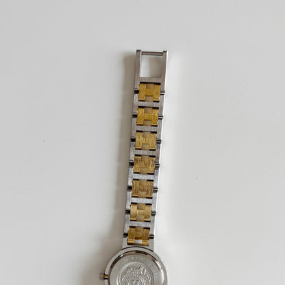 Hermes 1990s Clipper Date Round Dial Two Tone Watch
