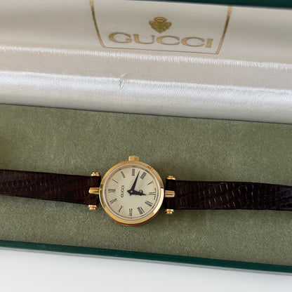 Gucci 1990s Sherry Round Dial Gold Plated Watch