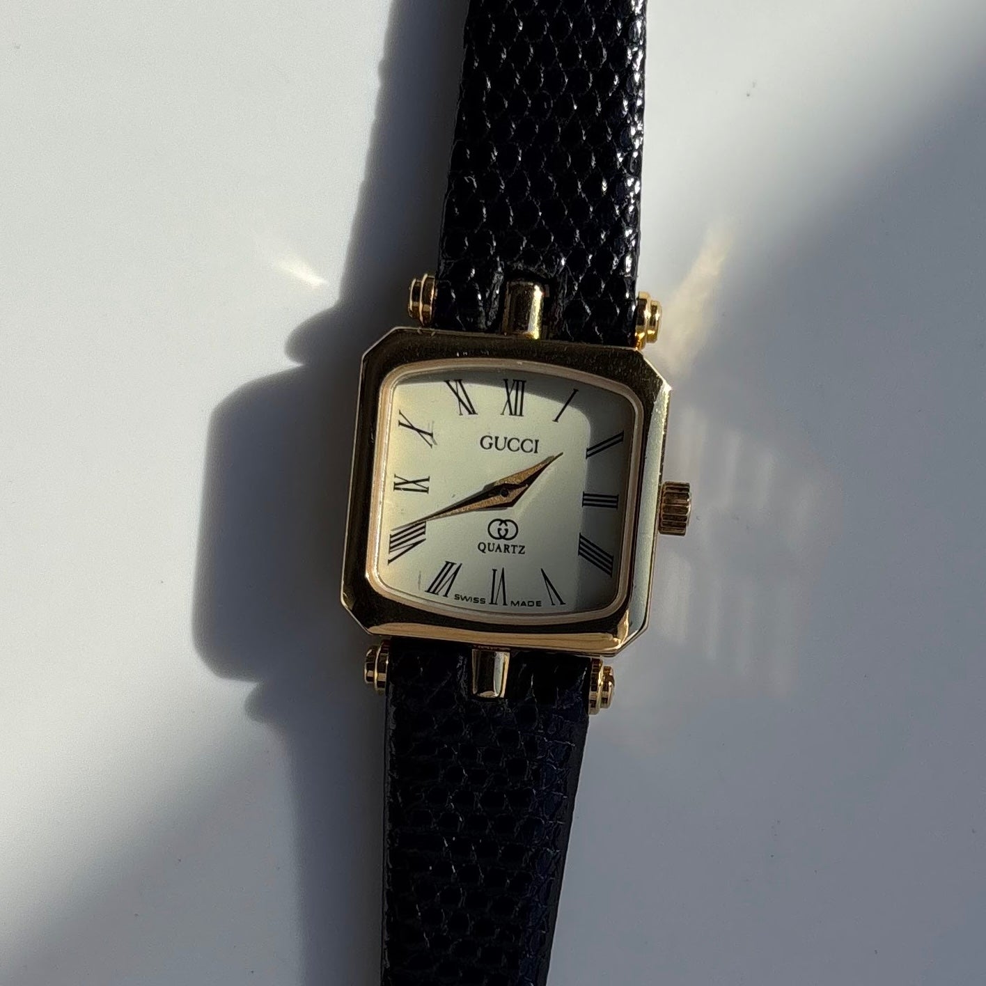 Gucci 1980s Square Dial Gold Plated Watch