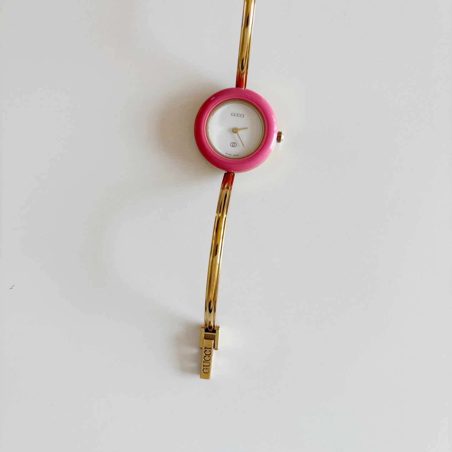 Gucci 1990s Interchangeable Bezel Gold Plated Bangle Watch with 12 bezels, case