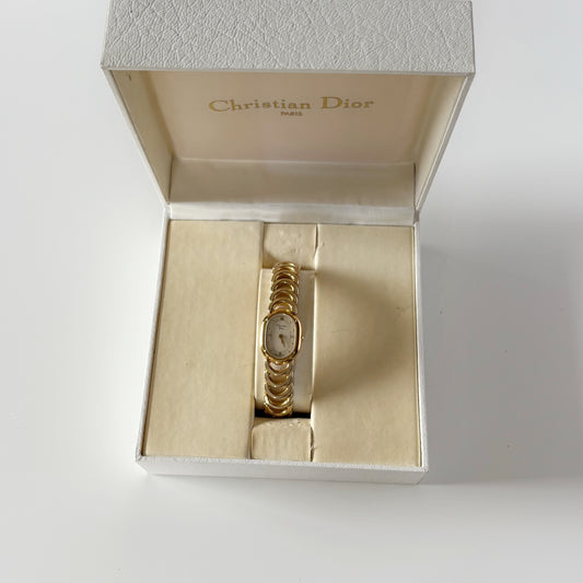Dior 1990s Oval Dial Gold Plated Watch