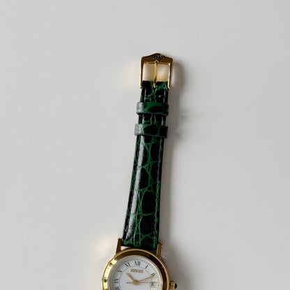 Gucci 1990s Date Round Dial Gold Plated Watch
