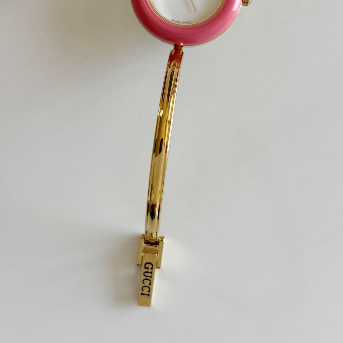 Gucci 1990s Interchangeable Bezel Gold Plated Bangle Watch with 12 bezels, case