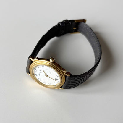 Dior 1990s Date Round Dial Gold Plated Watch