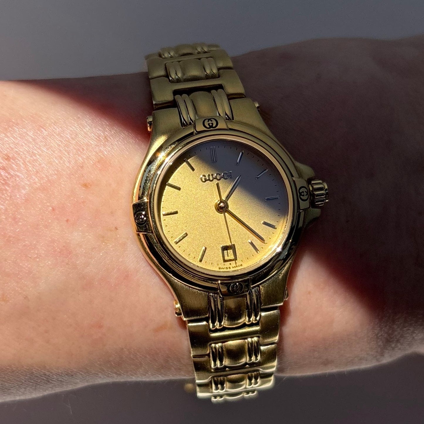 Gucci 1990s Date Gold Plated Watch