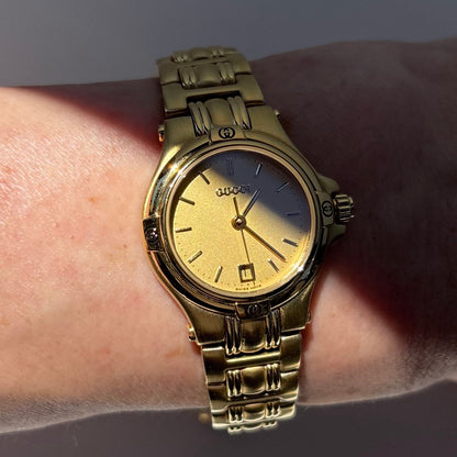 Gucci 1990s Date Gold Plated Watch