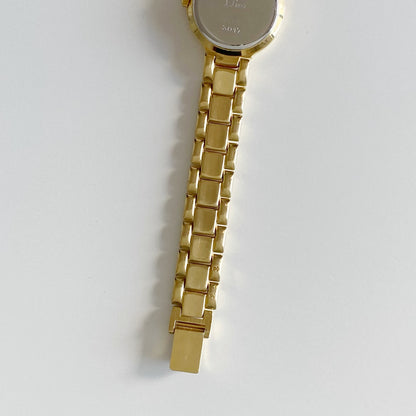 Dior 1990s Round Dial Gold Plated Watch