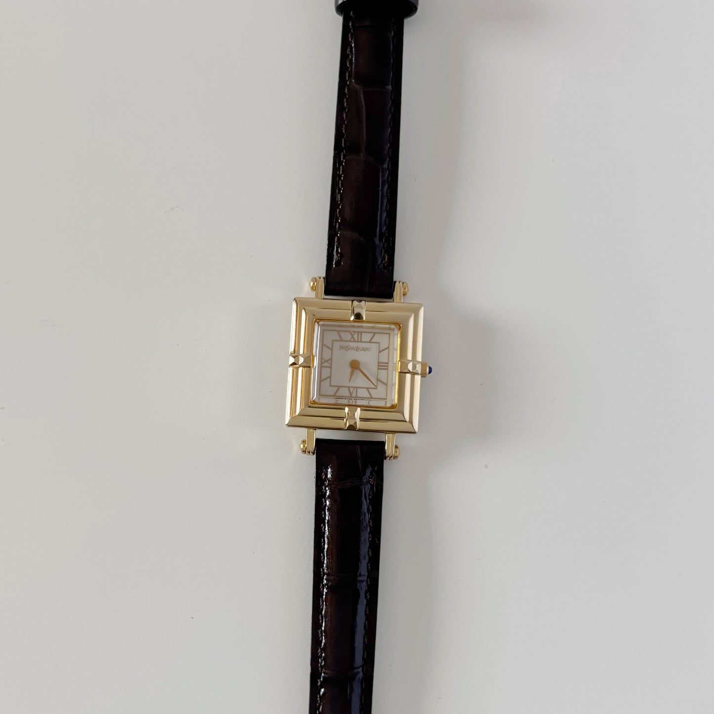 Yves Saint Laurent 1990s Square Dial Gold Plated Watch