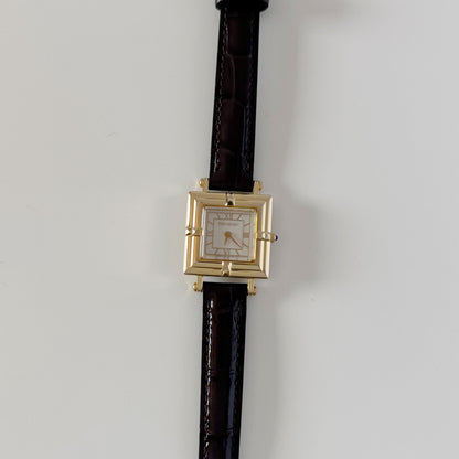 Yves Saint Laurent 1990s Square Dial Gold Plated Watch