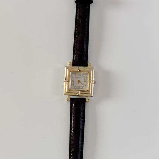 Yves Saint Laurent 1990s Square Dial Gold Plated Watch