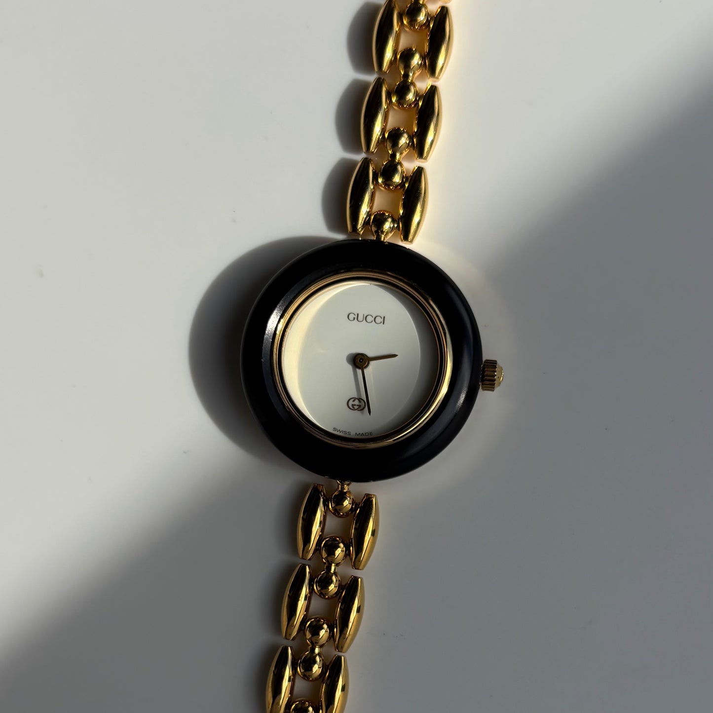 Gucci 1990s Interchangeable Bezel Gold Plated Watch with 6 bezels. case (160mm)