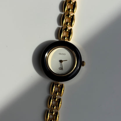 Gucci 1990s Interchangeable Bezel Gold Plated Watch with 6 bezels. case (160mm)