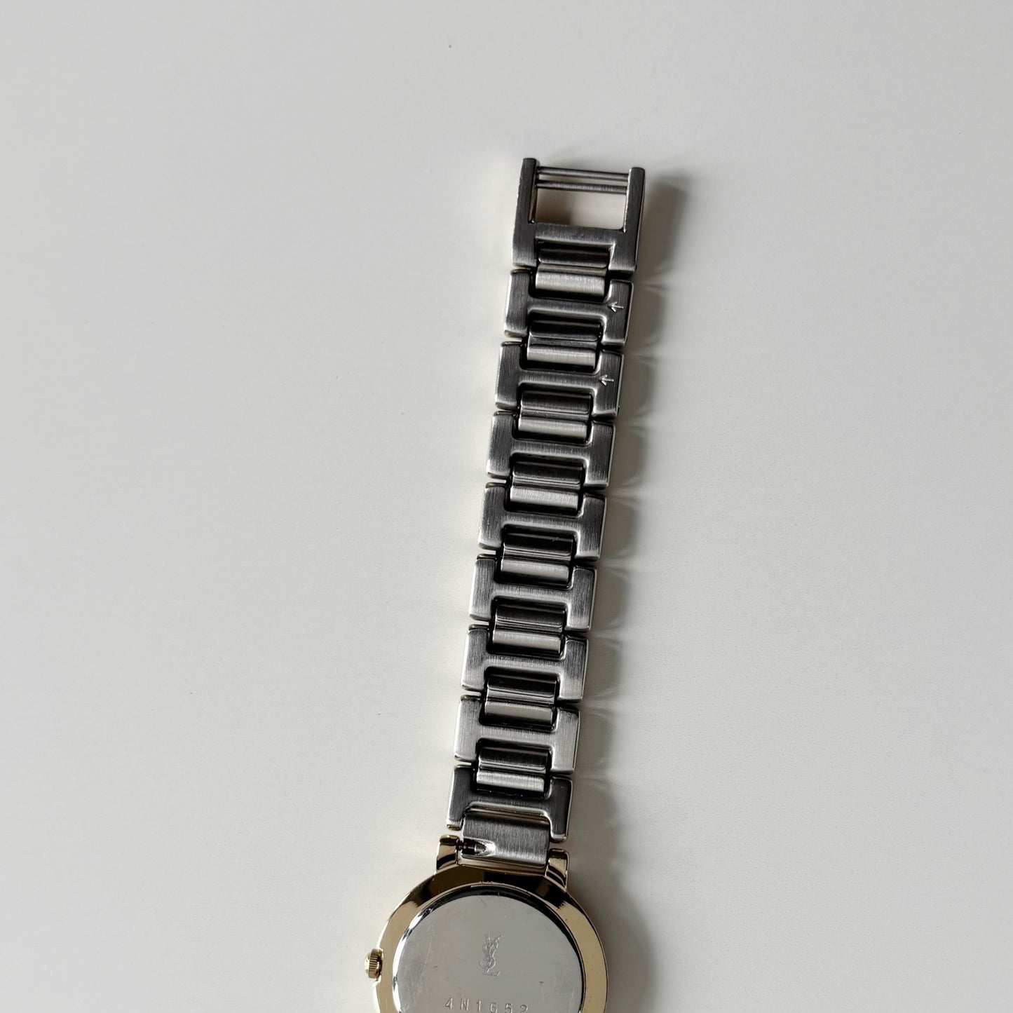 Yves Saint Laurent 1990s Black Round Dial Two Tone Watch