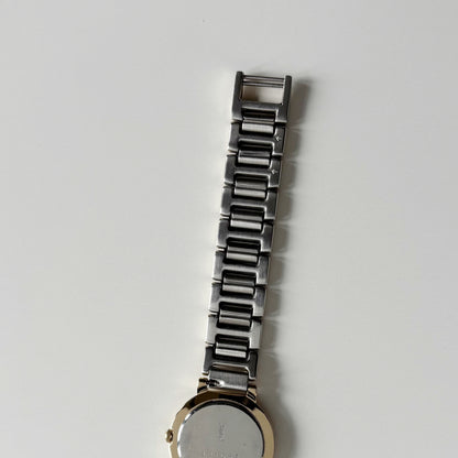Yves Saint Laurent 1990s Black Round Dial Two Tone Watch