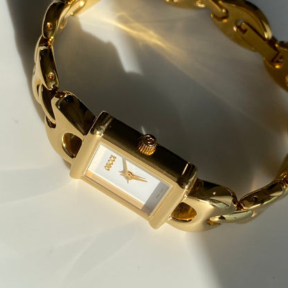 Gucci 1990s Interchangeable Belt Gold Plated Watch with 3 straps, case