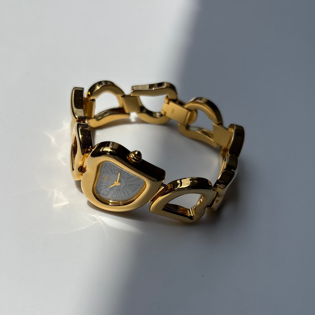 Yves Saint Laurent 1990s Heart  Dial Band Gold Plated Watch