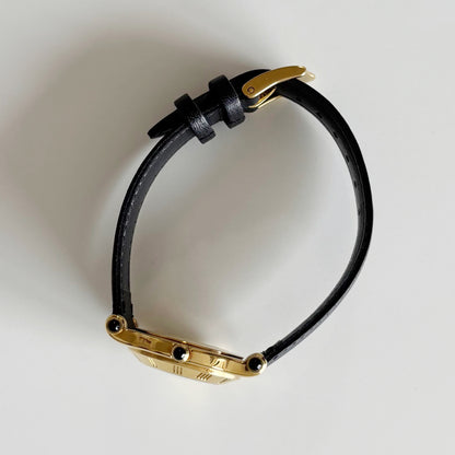 Gucci 1990s Black Dial Gold Plated Watch