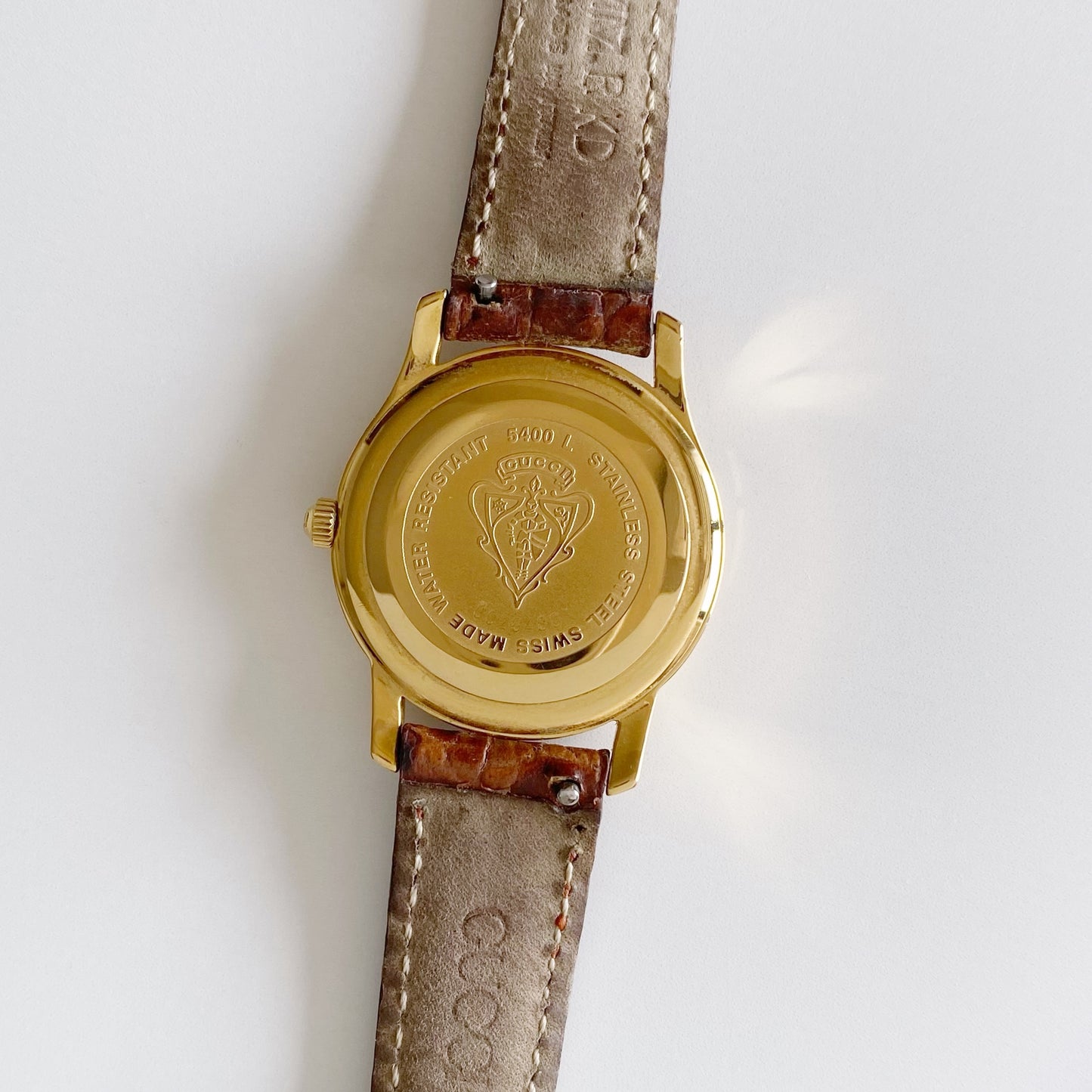 Gucci 1990s Date Gold Plated Round Watch