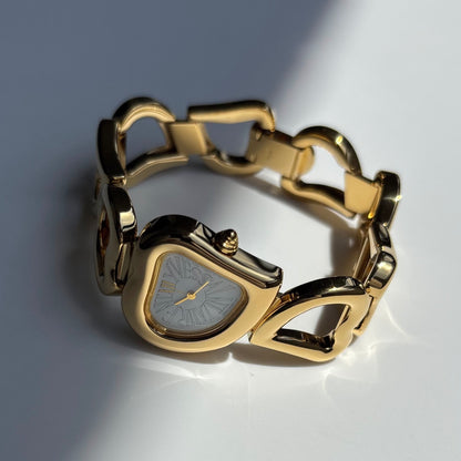 Yves Saint Laurent 1990s Heart Shaped Dial Band Gold Plated Watch (8/1)
