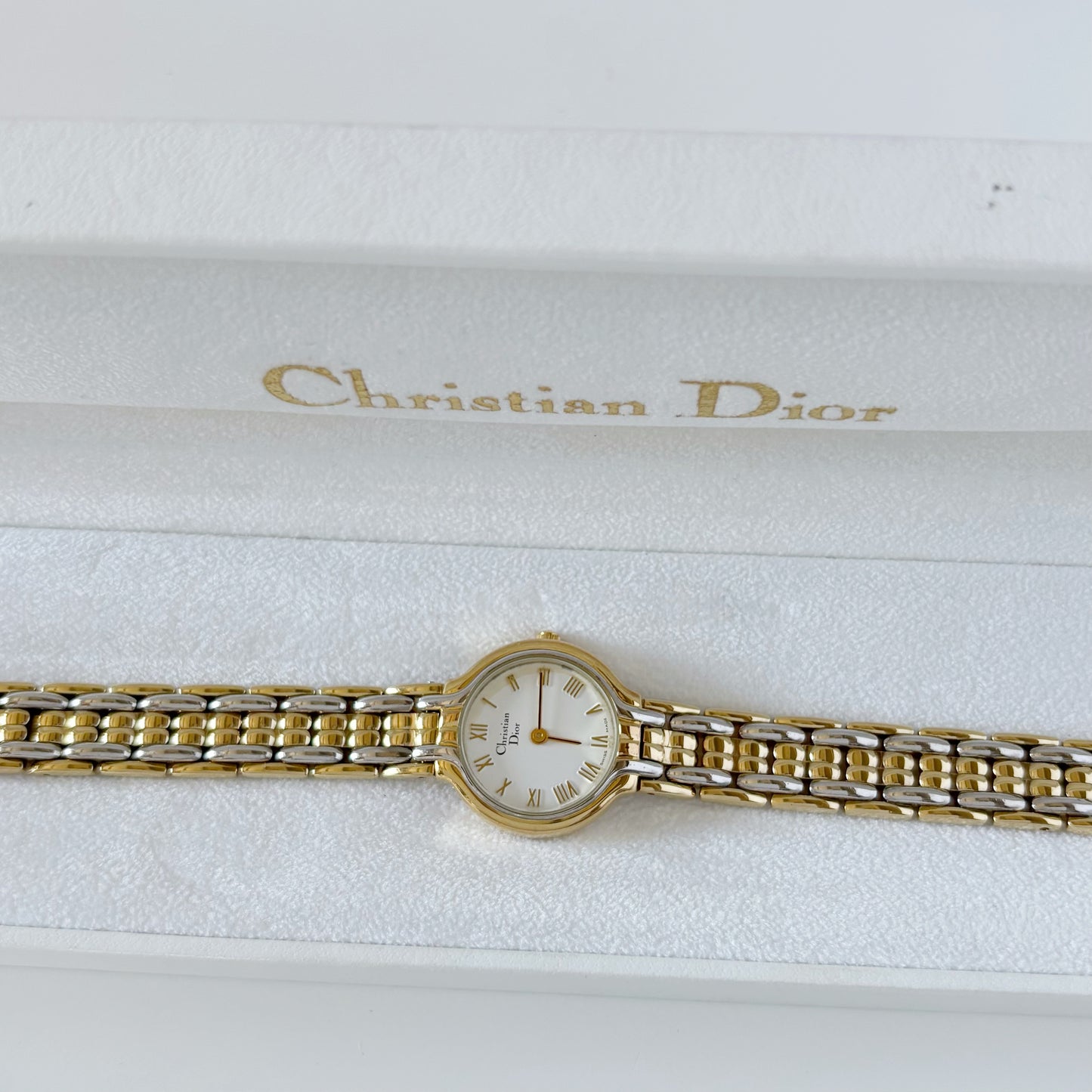 Dior 1990s Round Dial Two Tone Watch